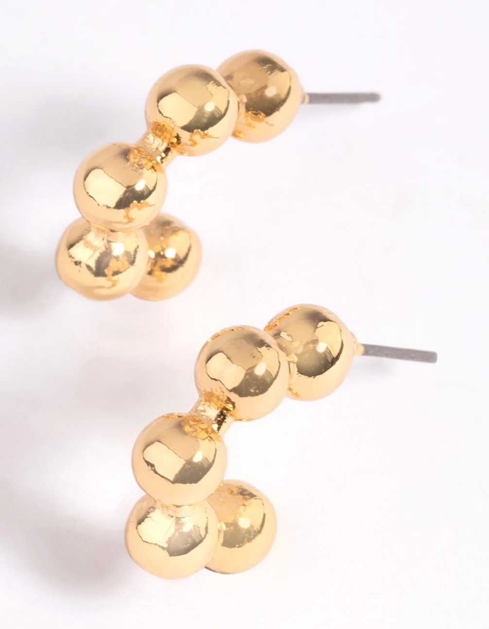 Gold Plated Ball Hoop Earrings - Image 4