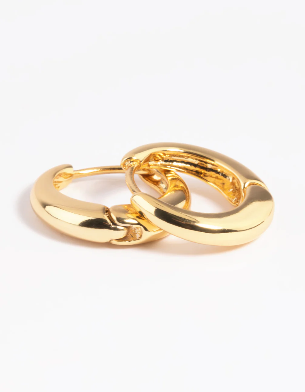 Gold Plated Small Huggie Hoop Earrings - Image 2