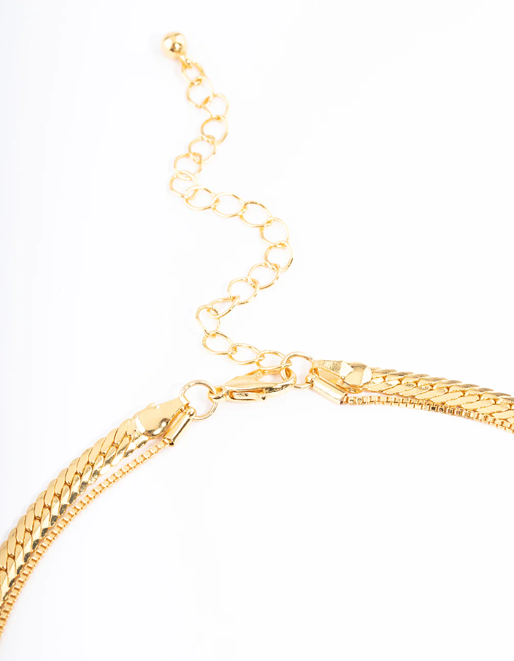 Gold Plated Small & Medium Mix Chain Two Layered Necklace - Image 3