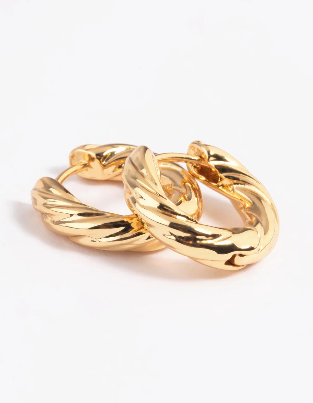 Gold Plated Twisted Huggie Hoop Earrings - Image 2