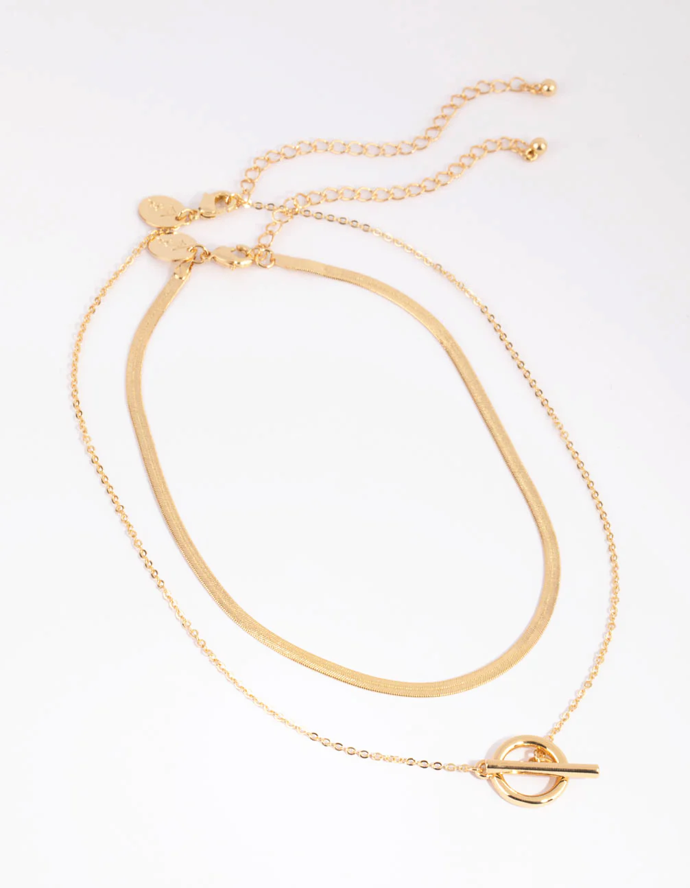 Gold Plated Snake & Fob Necklace Pack - Image 2