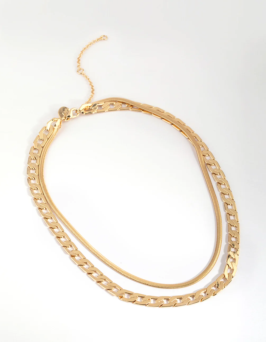 Gold Plated Layered Curb Chain Necklace - Image 2