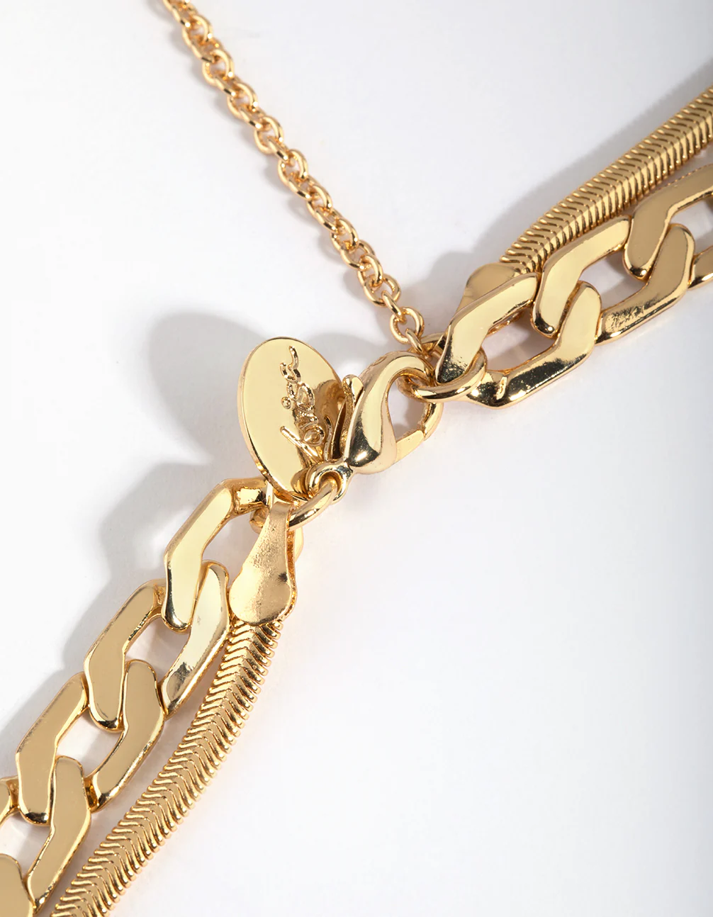 Gold Plated Layered Curb Chain Necklace - Image 3