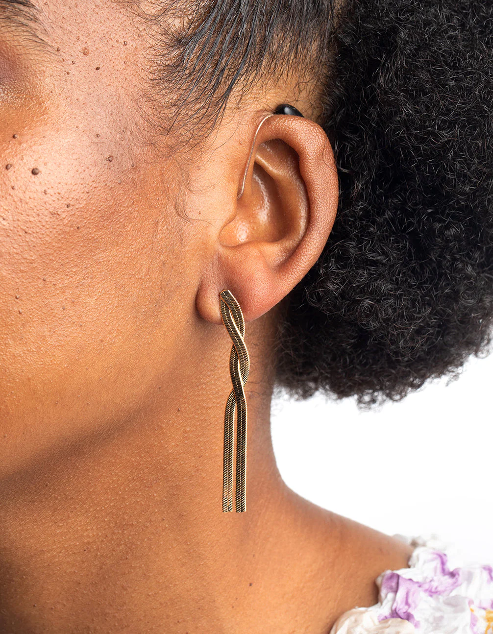 Gold Plated Snake Chain Drop Earrings - Image 2