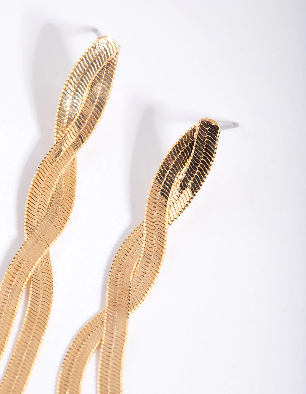 Gold Plated Snake Chain Drop Earrings - Image 3