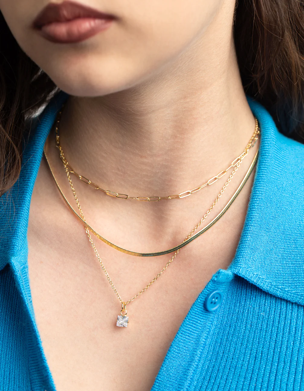 Gold Plated Cubic Zirconia Chain Necklace - Image 2