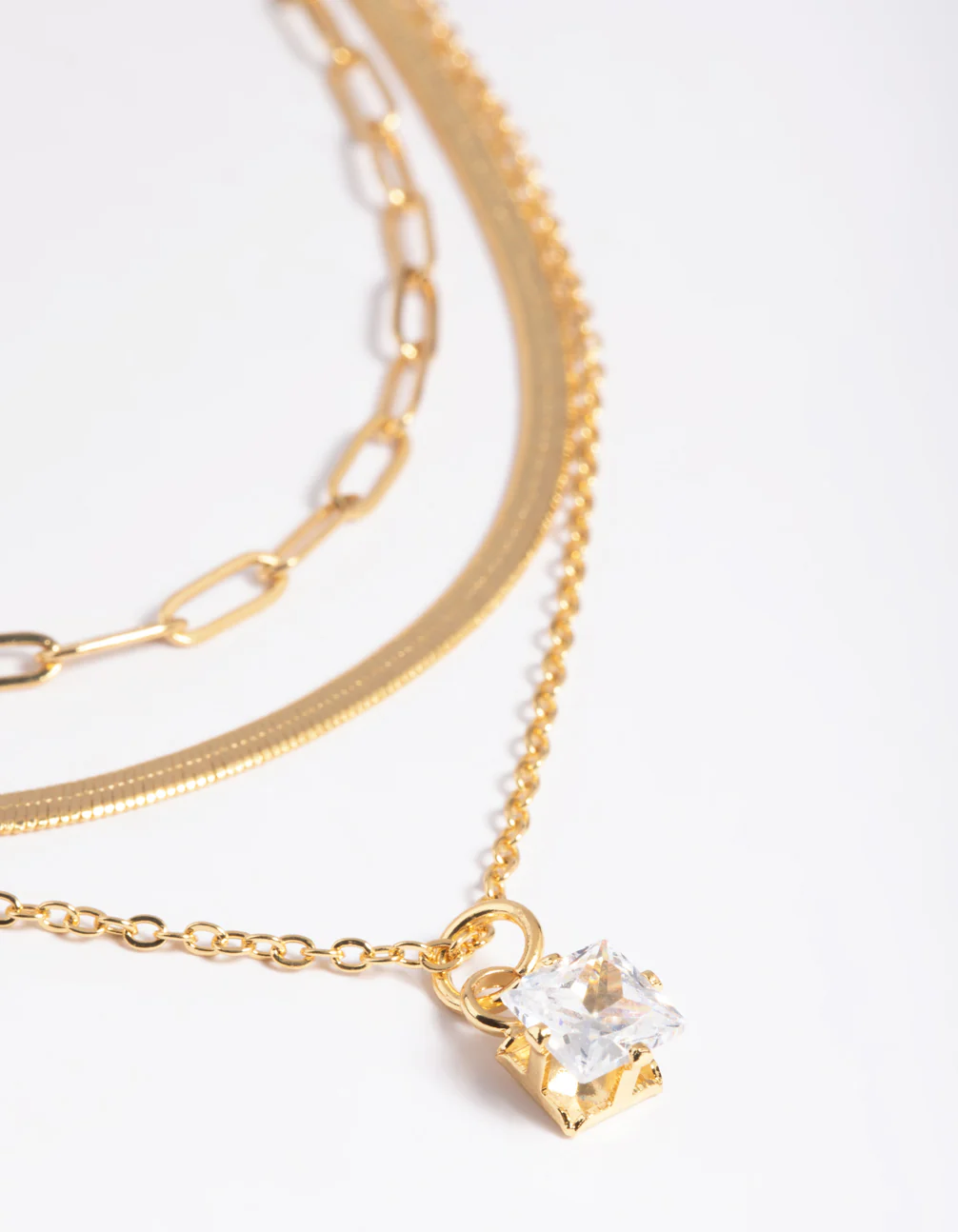 Gold Plated Cubic Zirconia Chain Necklace - Image 4