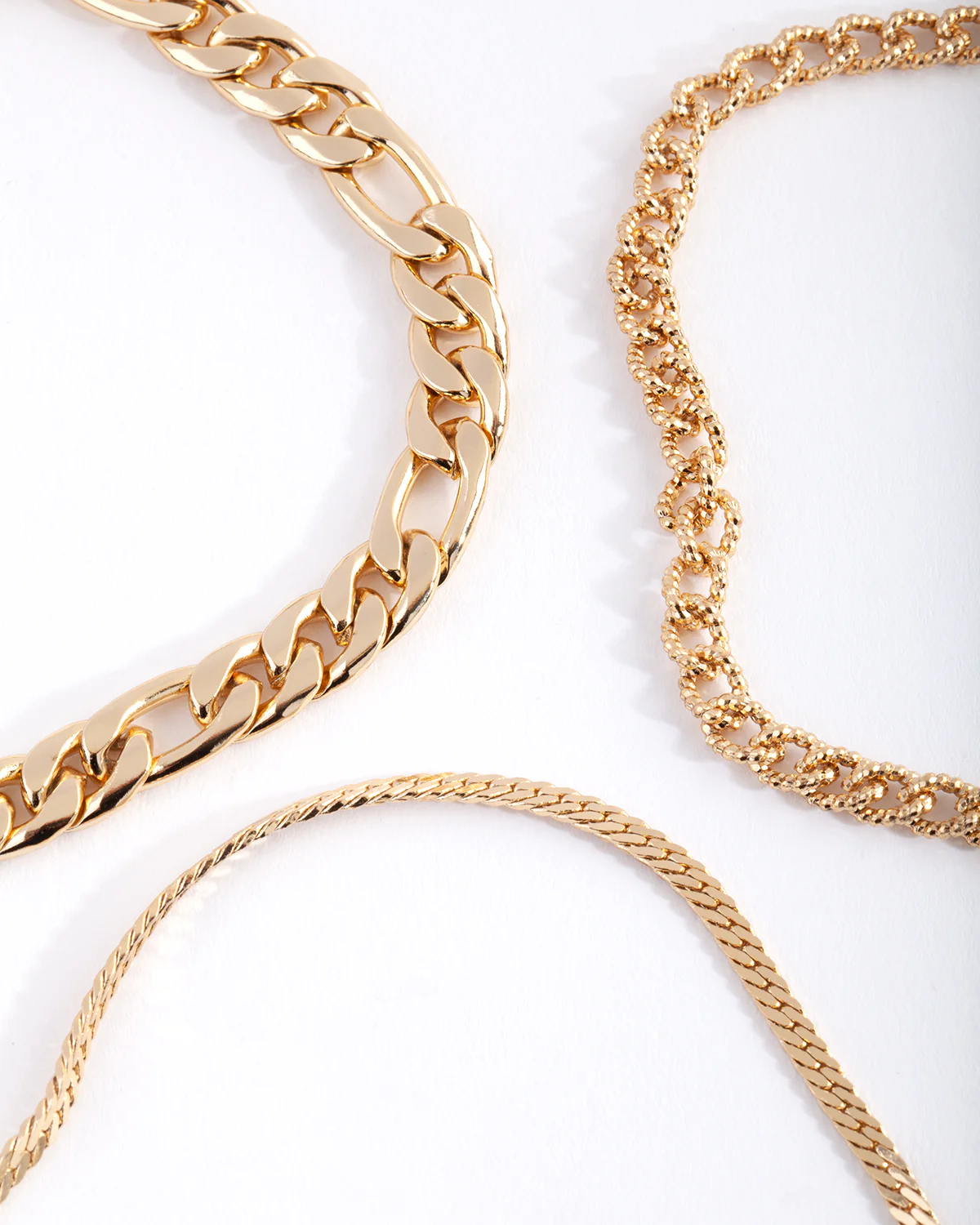 Gold Plated Statement Mixed Chain Anklet Trio - Image 3