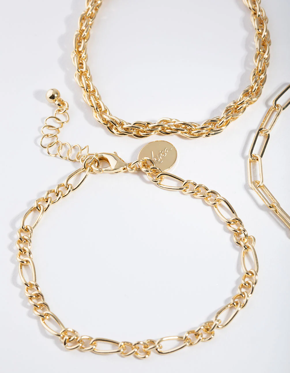Gold Statement Mixed Chain Pack Bracelet - Image 2