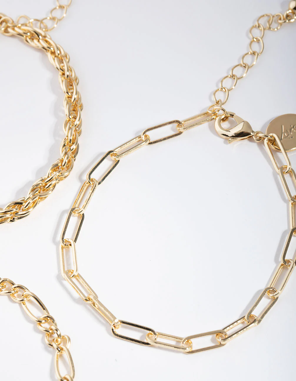 Gold Statement Mixed Chain Pack Bracelet - Image 3