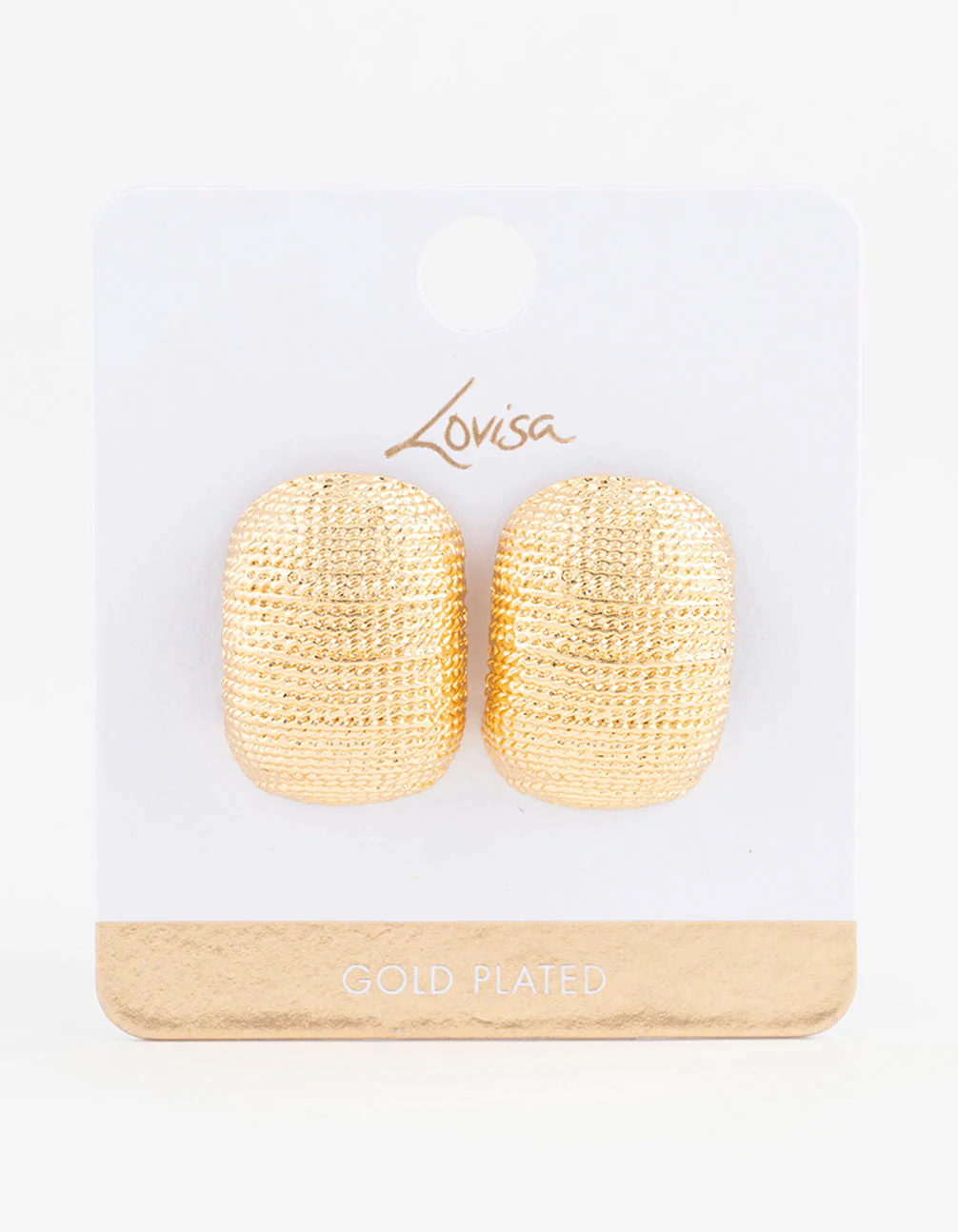 Gold Plated Textured Bold Stud Earrings - Image 3
