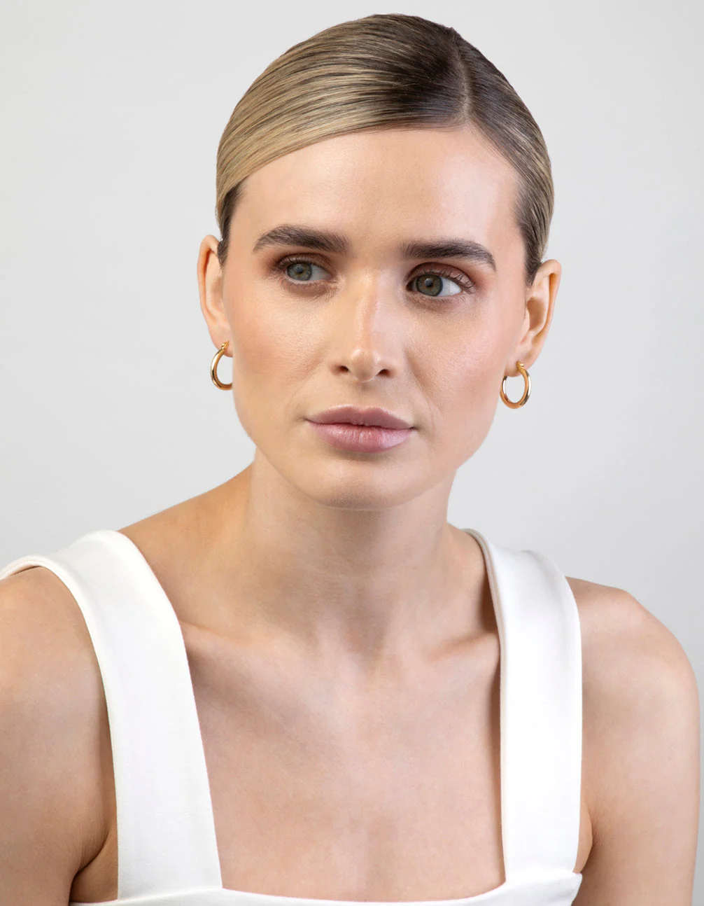 Gold Plated Thin Hoop Earrings - Image 3