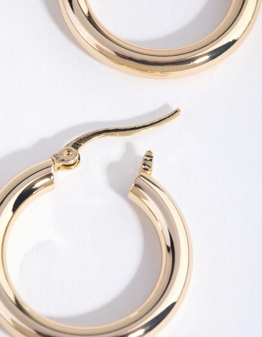 Gold Plated Medium Hoop Earrings - Image 3