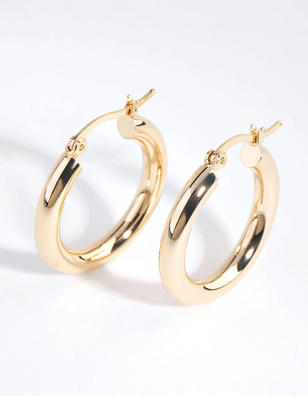 Gold Plated Medium Hoop Earrings - Image 4