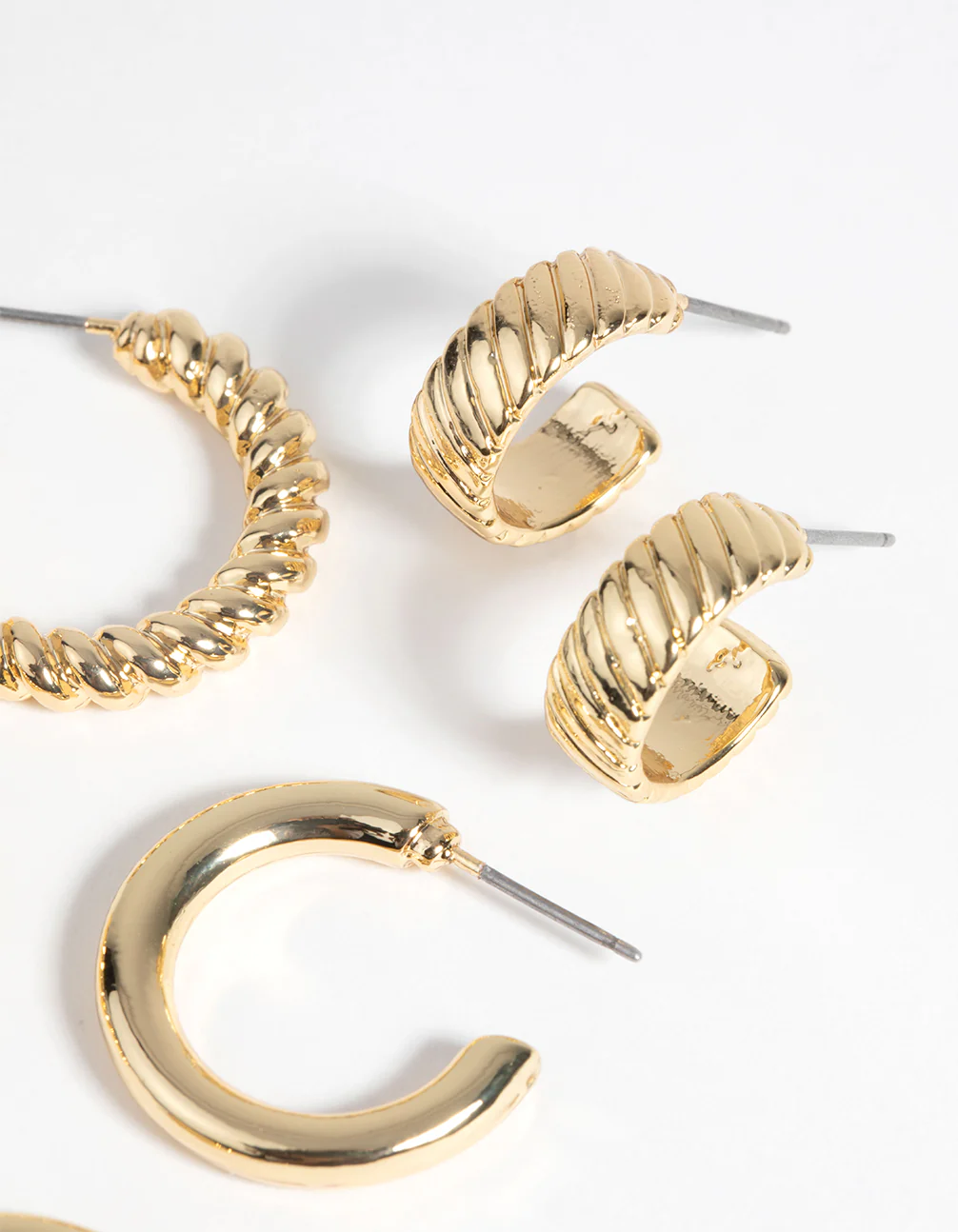 Gold Plated Twisted Hoop Earring Pack - Image 2
