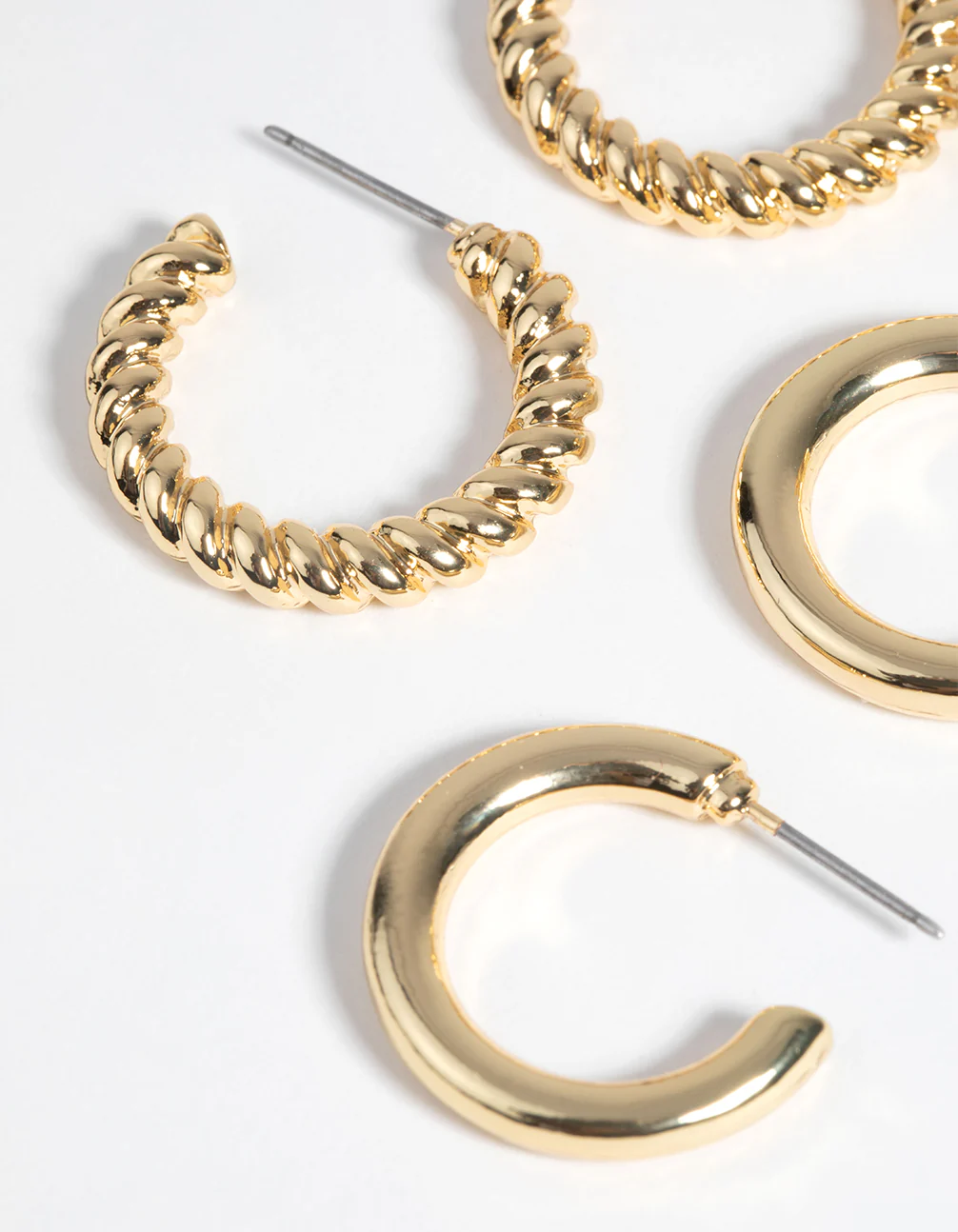 Gold Plated Twisted Hoop Earring Pack - Image 3