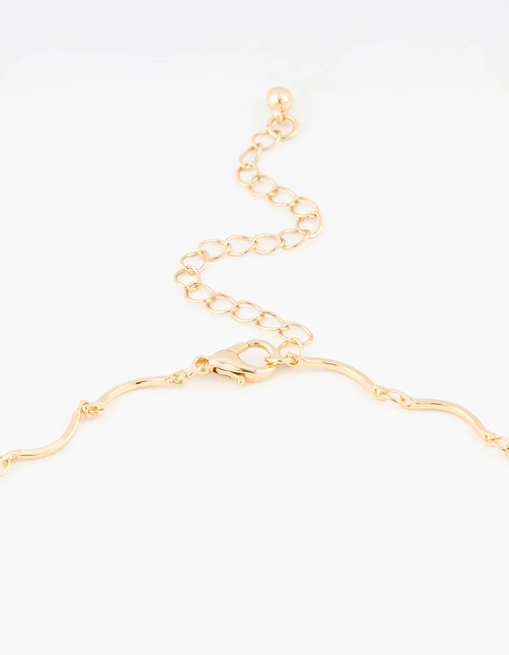 Gold Plated Wavy FOB Chain Necklace - Image 3