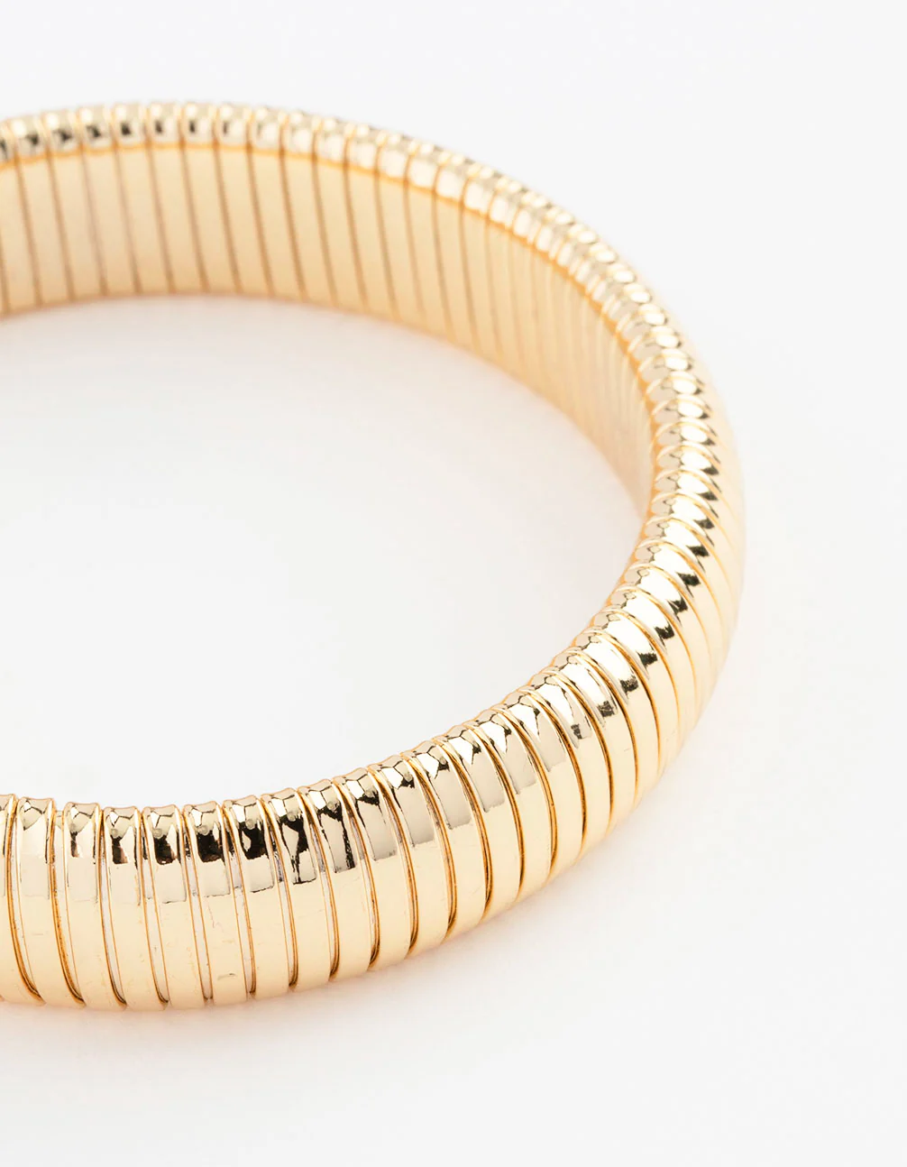 Gold Plated Wide Ribbed Bangle - Image 2