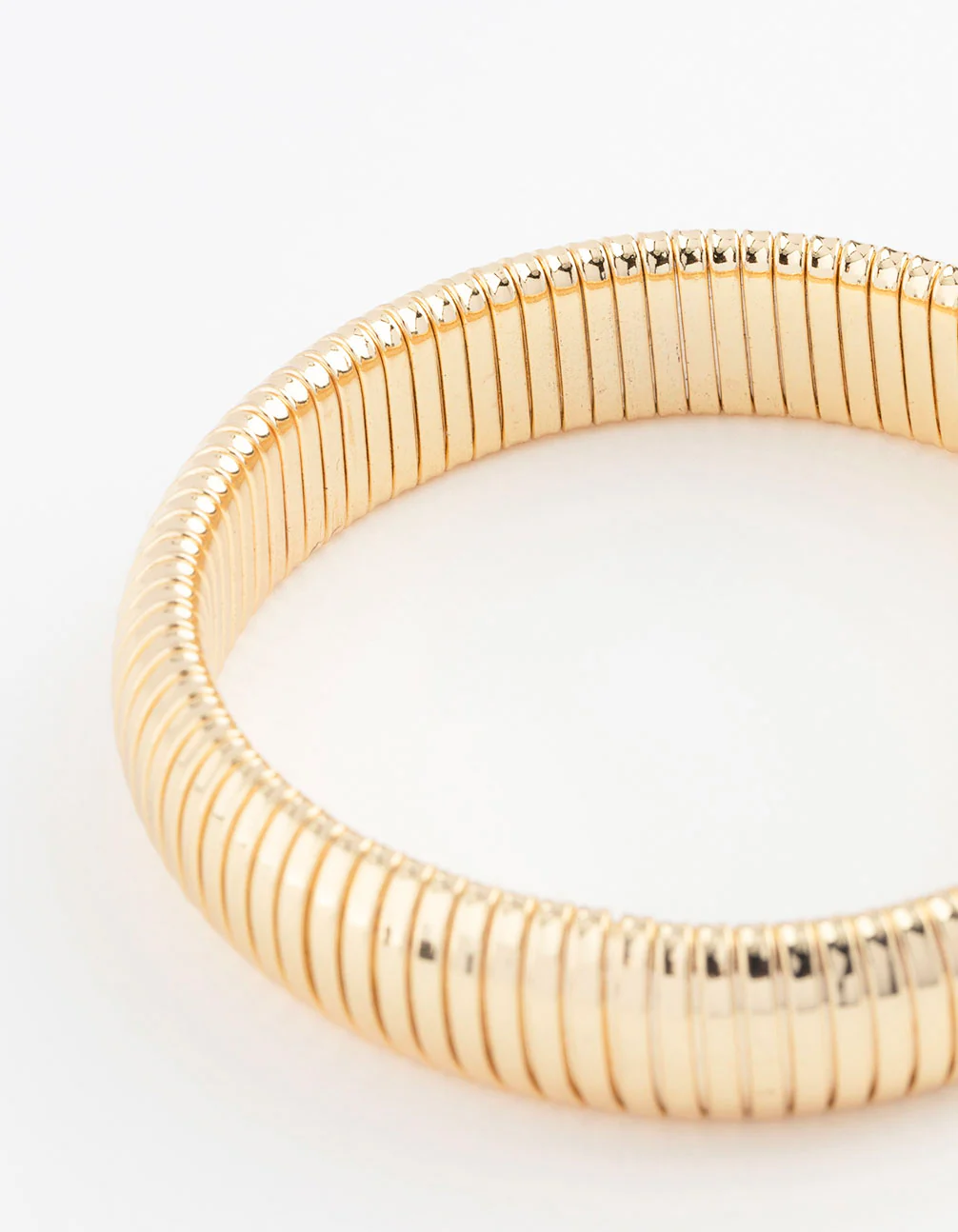 Gold Plated Wide Ribbed Bangle - Image 3