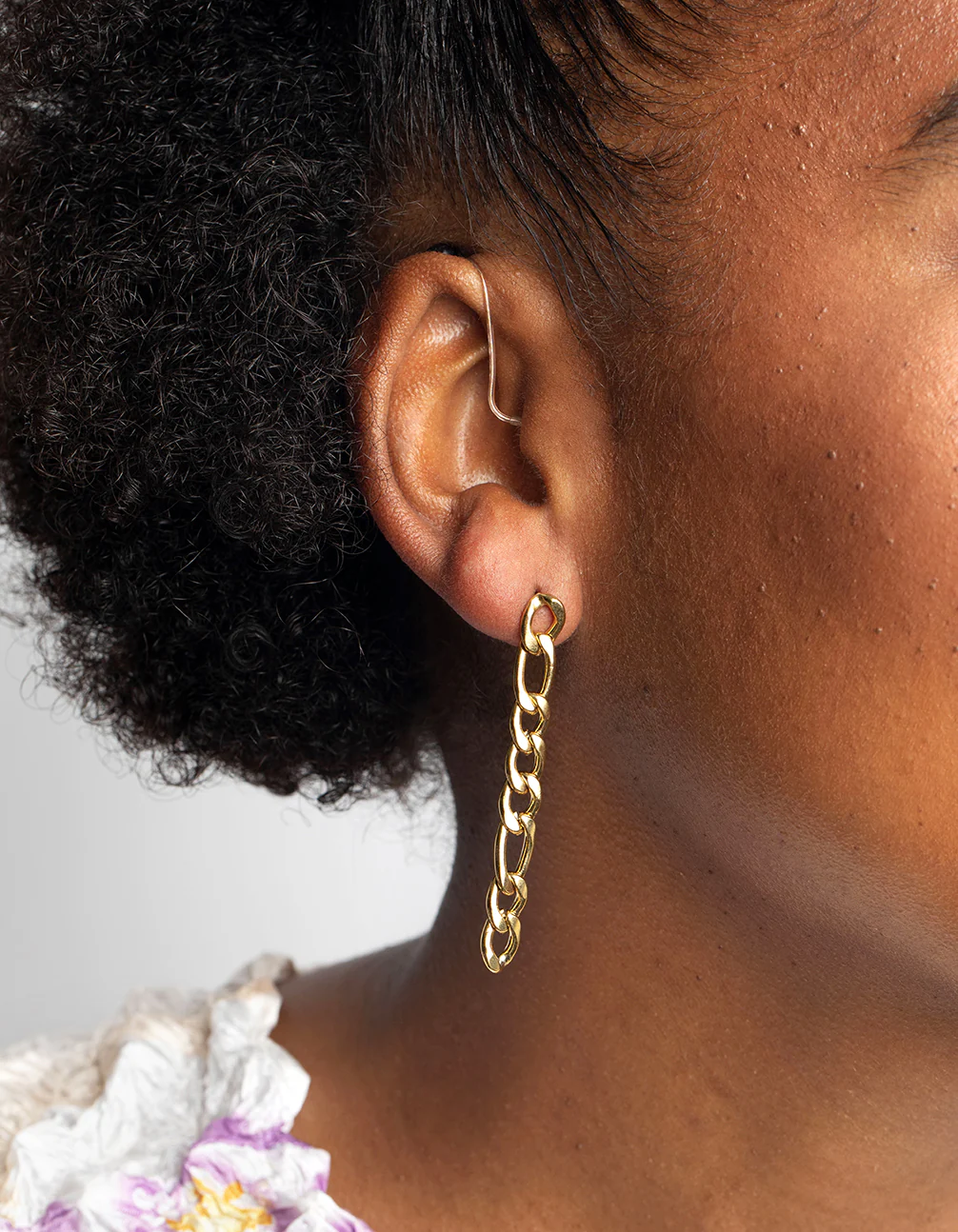 Gold Plated Surgical Steel Chain Drop Earrings - Image 2