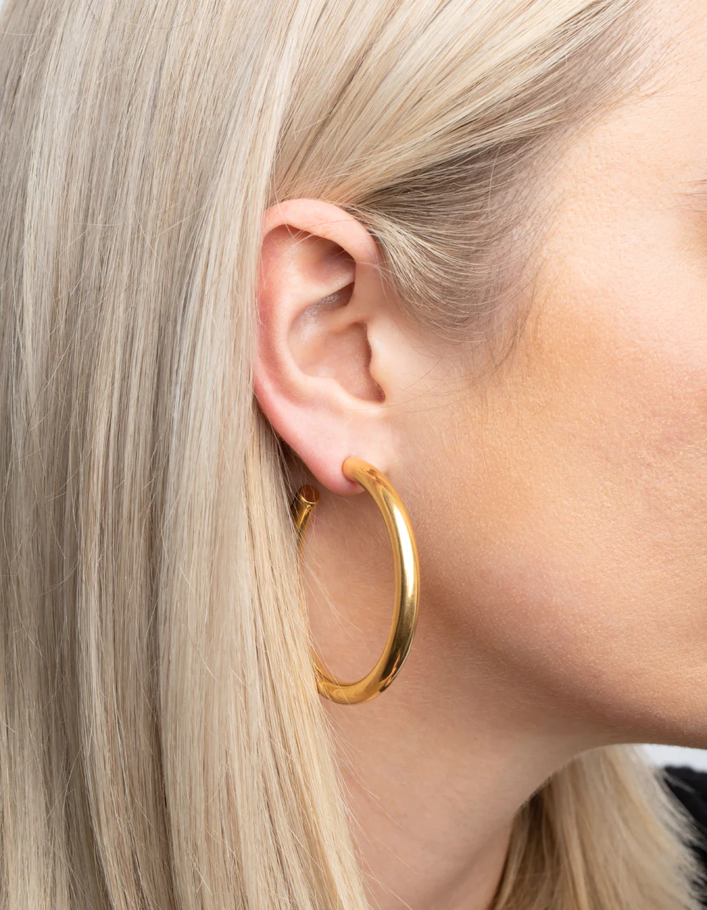 Waterproof Gold Plated Stainless Steel Large Chunky Hoop Earrings - Image 2