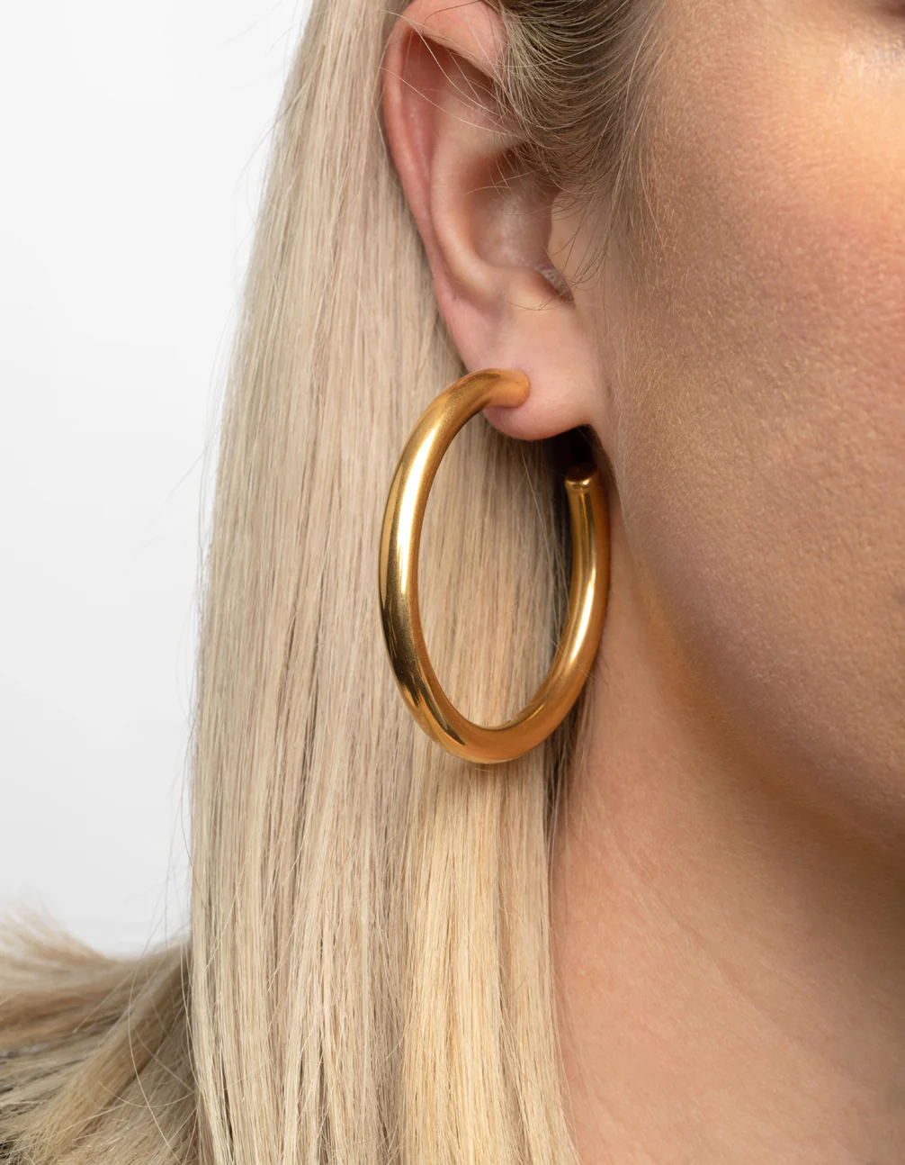 Waterproof Gold Plated Stainless Steel Large Chunky Hoop Earrings - Image 5
