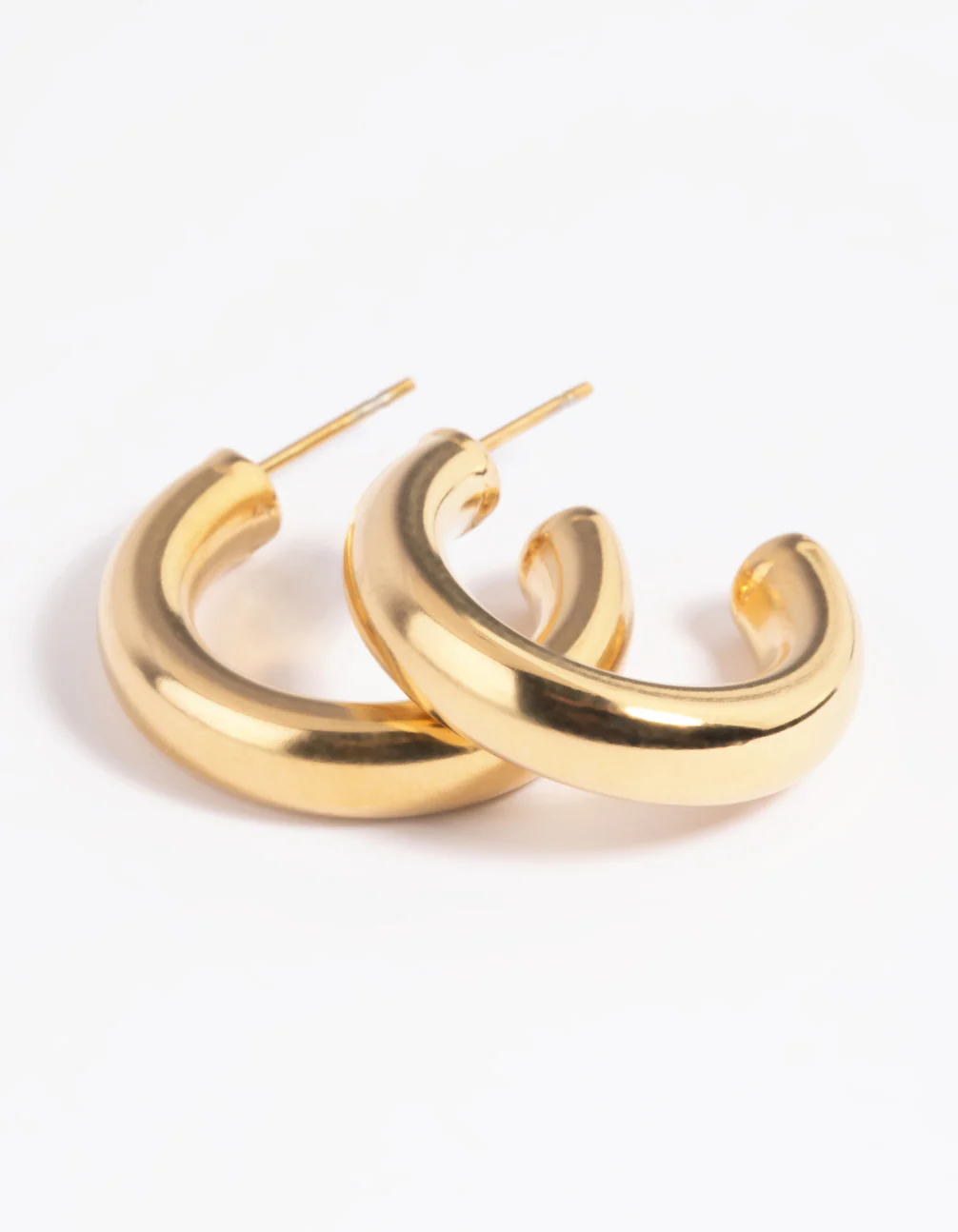 Waterproof Gold Plated Stainless Steel Medium Chunky Hoop Earrings - Image 4