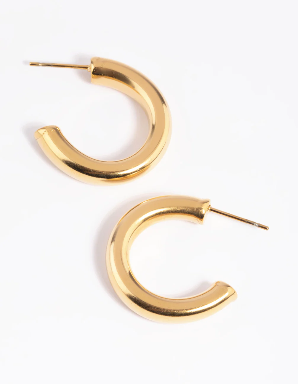 Waterproof Gold Plated Stainless Steel Medium Chunky Hoop Earrings - Image 5