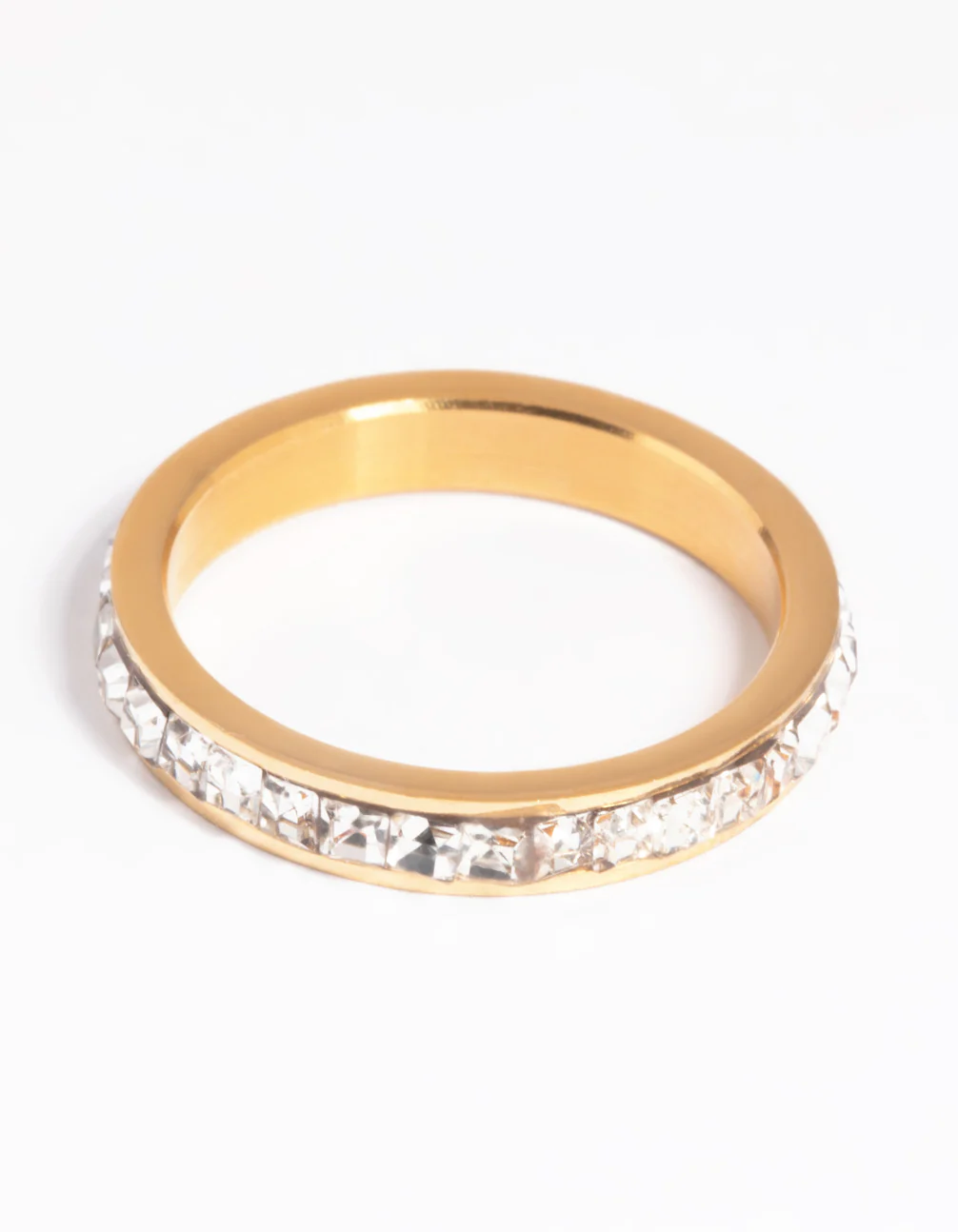 Waterproof Gold Plated Stainless Steel Cubic Zirconia Ring - Image 4