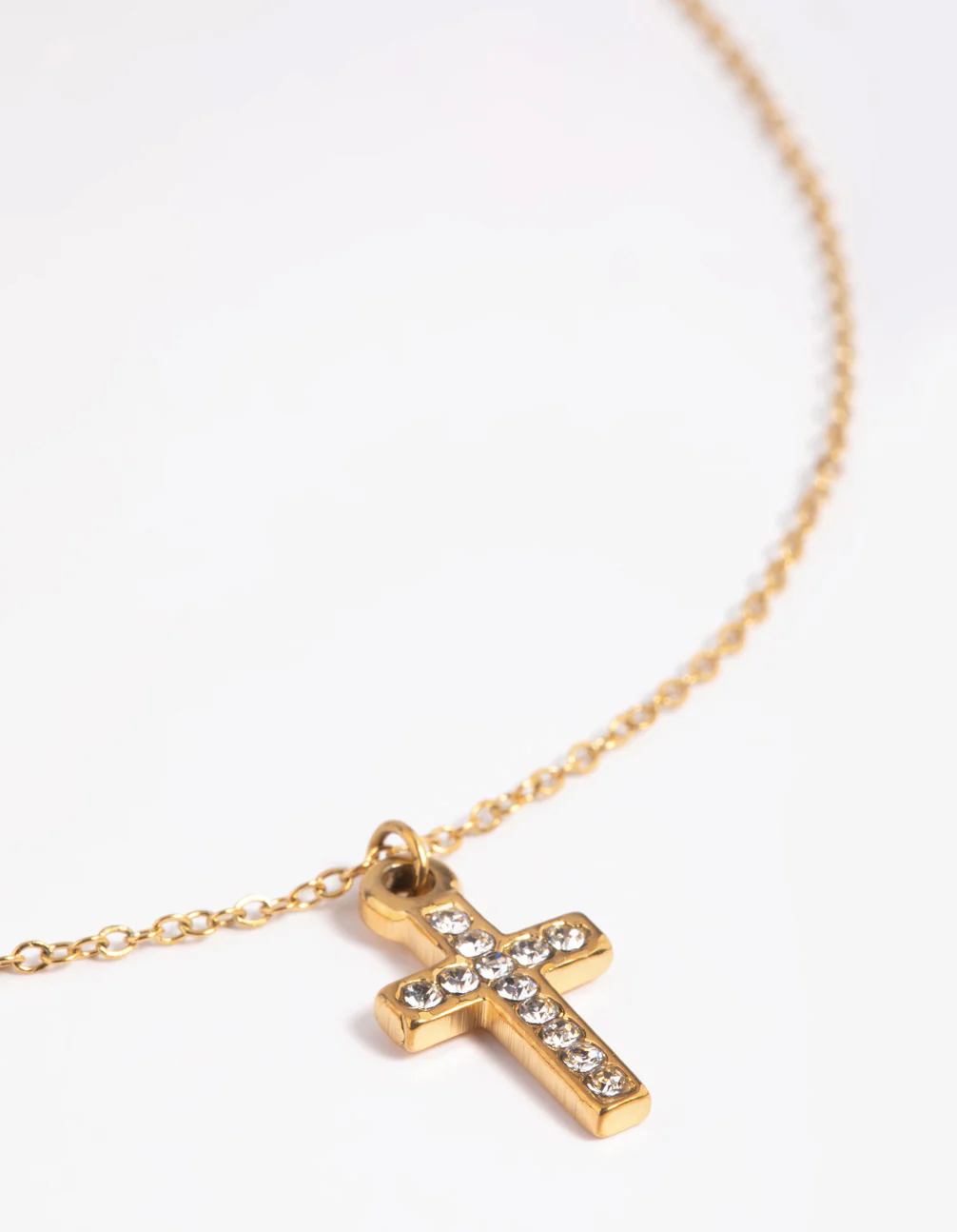Waterproof Gold Plated Stainless Steel Cubic Zirconia Cross Necklace - Image 5