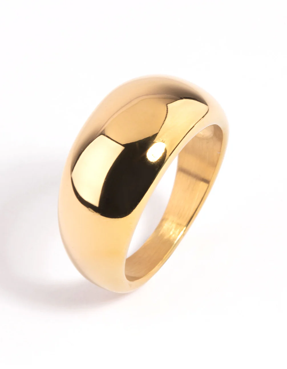 Waterproof Gold Plated Stainless Steel Dome Ring - Image 3