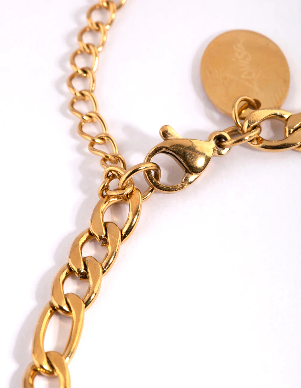 Waterproof Gold Plated Stainless Steel Figaro Bracelet - Image 4