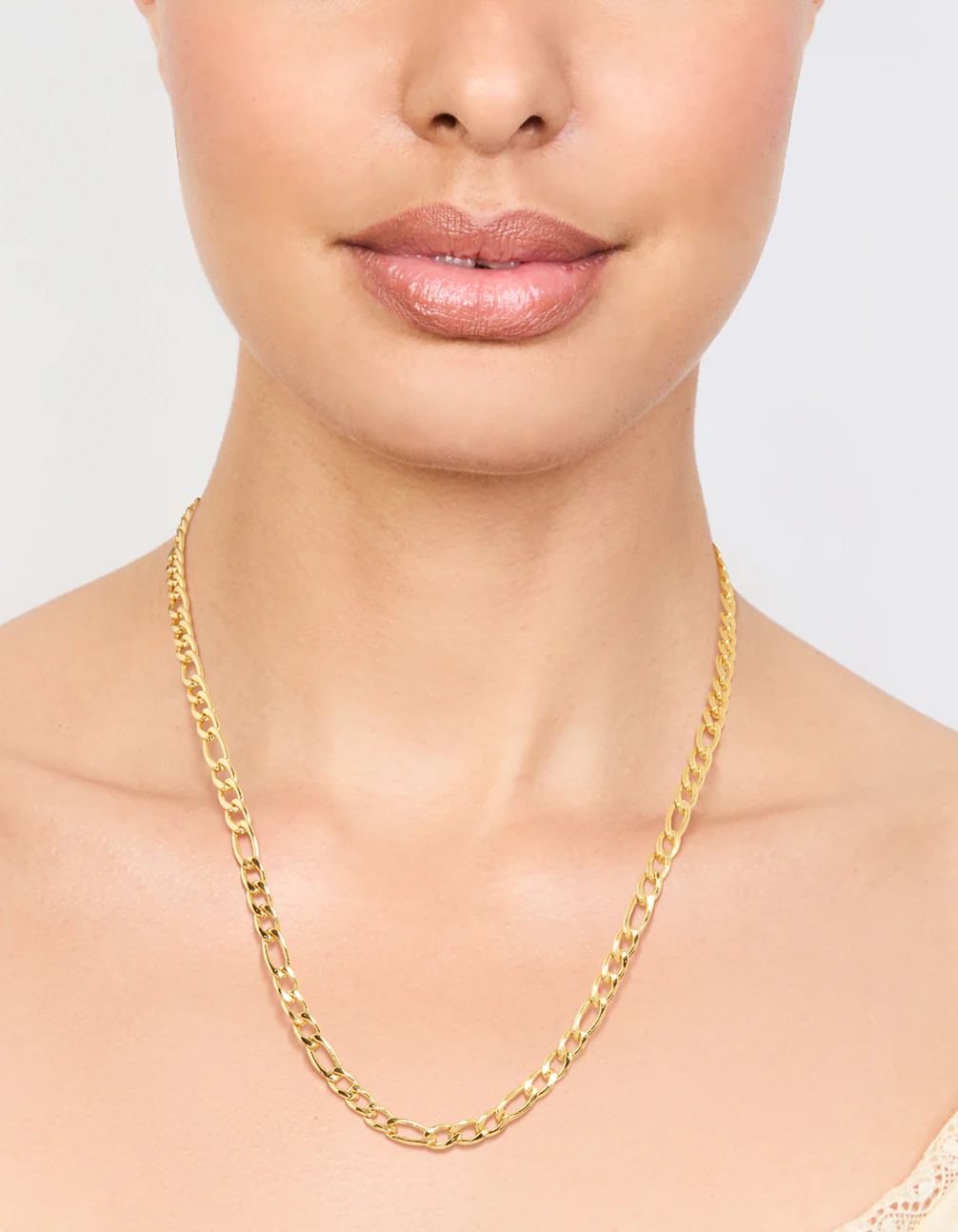Waterproof Gold Plated Stainless Steel Figaro Necklace - Image 2