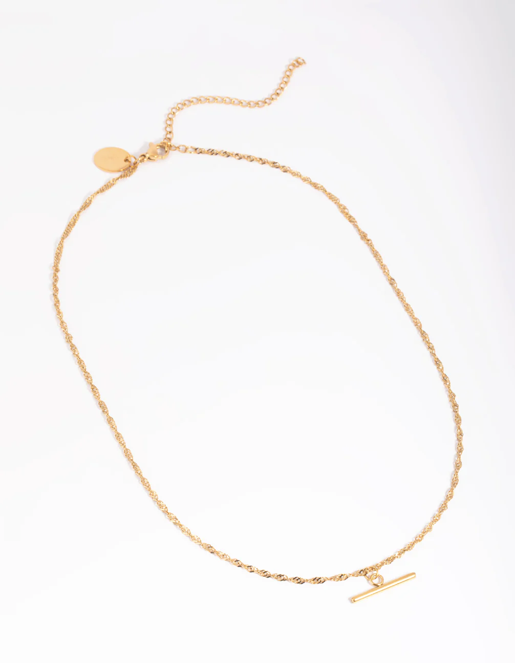 Waterproof Gold Plated Stainless Steel Fob Necklace - Image 3