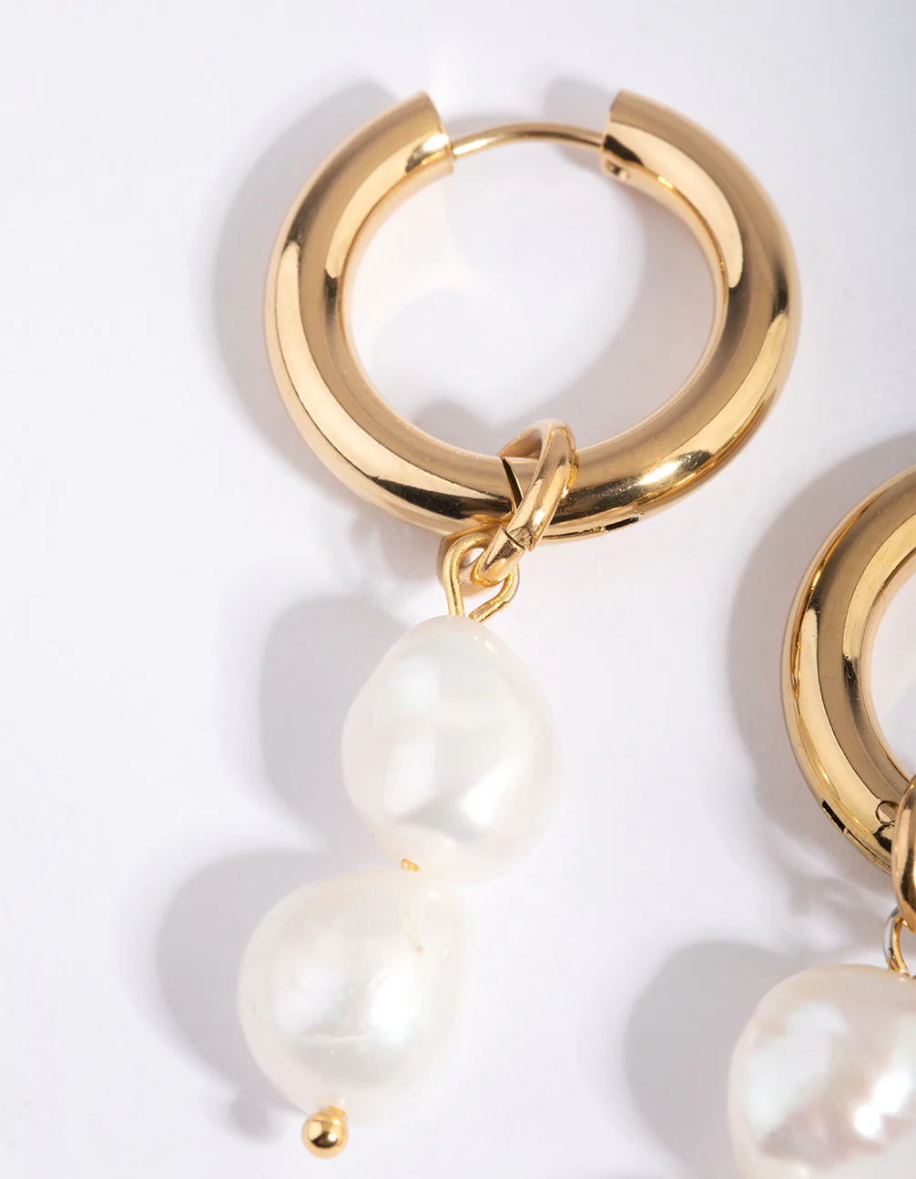 Gold Plated Surgical Steel Drop Earrings with Freshwater Pearls - Image 2