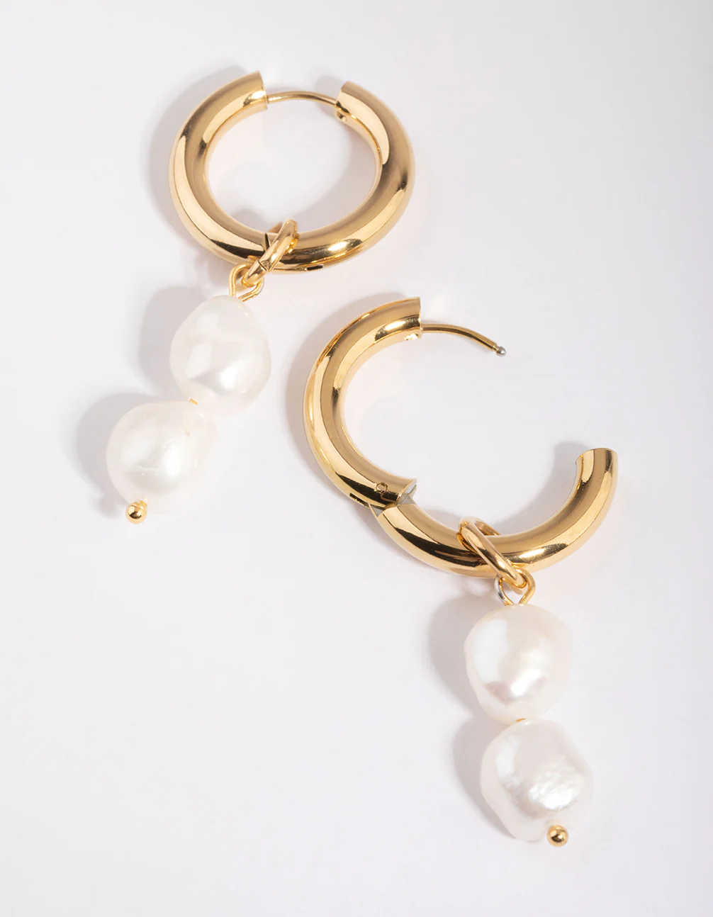 Gold Plated Surgical Steel Drop Earrings with Freshwater Pearls - Image 3