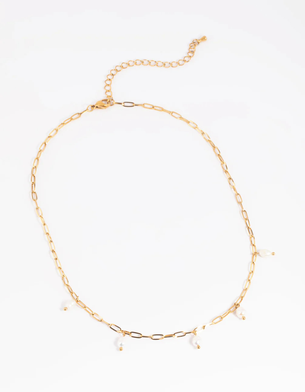 Gold Plated Surgical Steel Freshwater Pearl Chain Necklace - Image 3