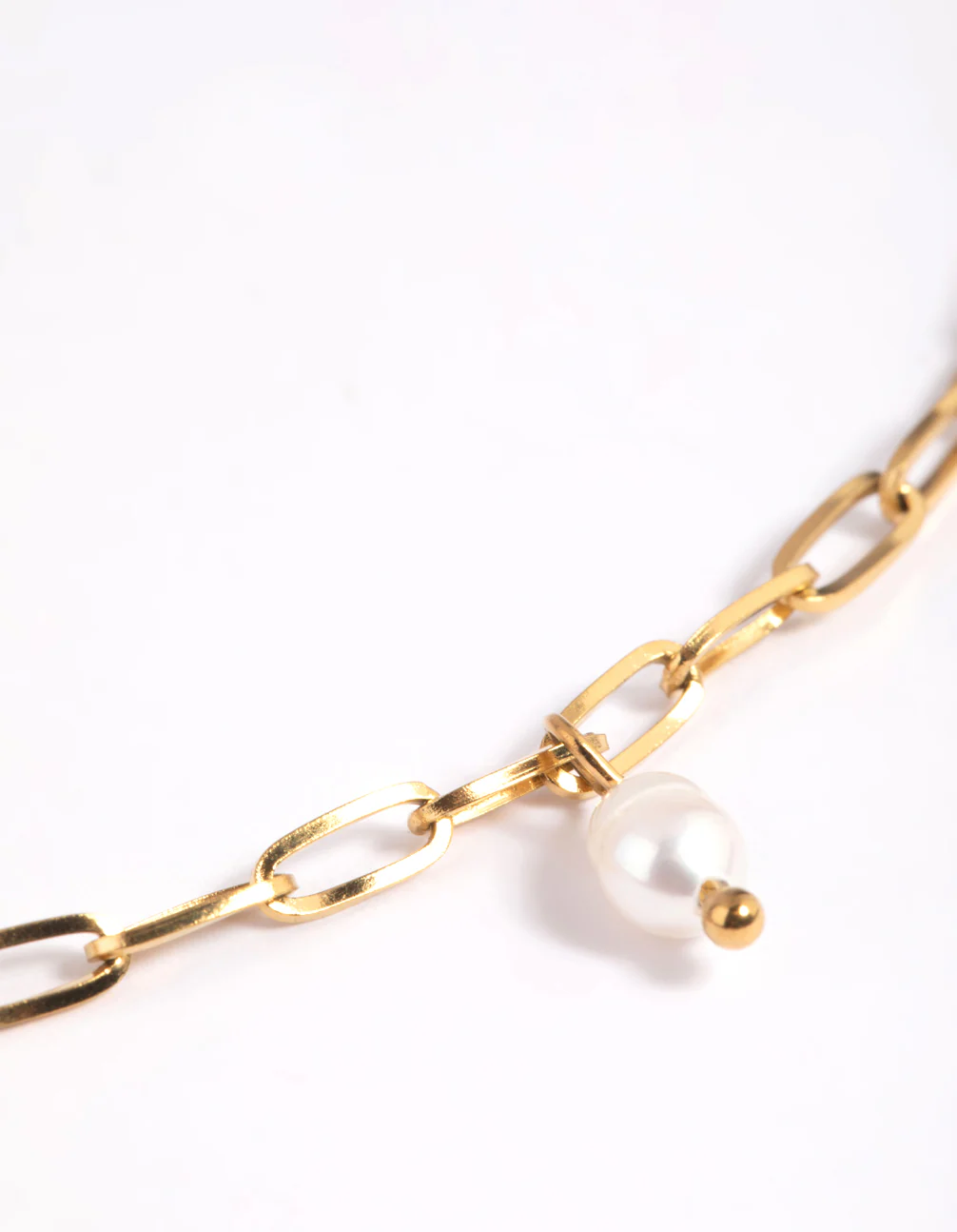 Gold Plated Surgical Steel Freshwater Pearl Chain Necklace - Image 4