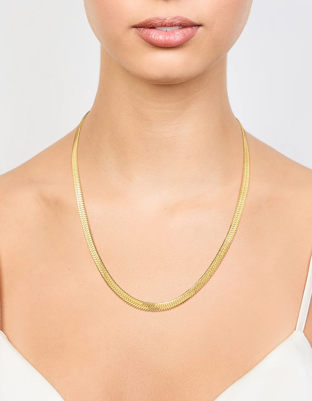 Waterproof Gold Plated Stainless Steel Herringbone Necklace - Image 2