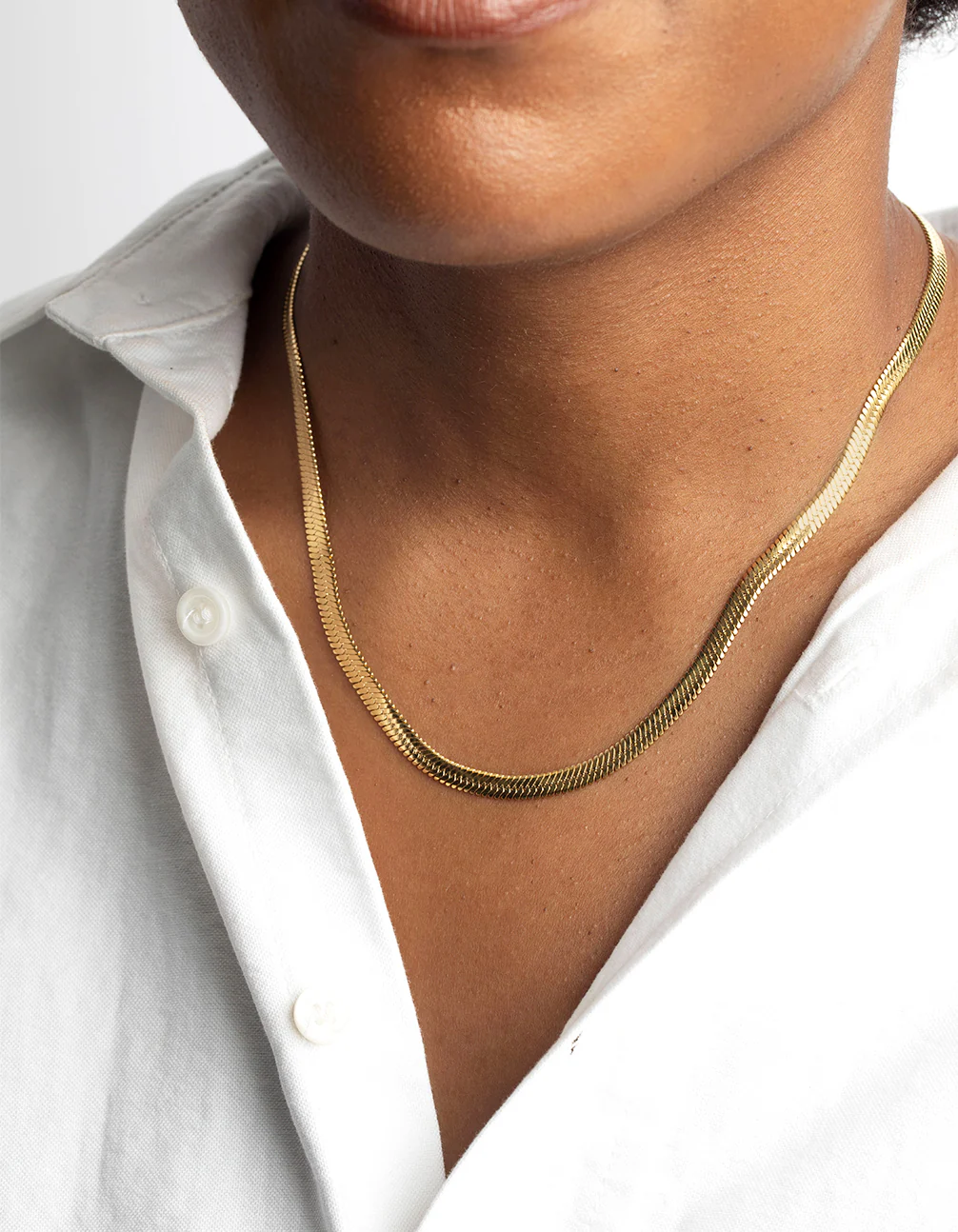 Waterproof Gold Plated Stainless Steel Herringbone Necklace - Image 6