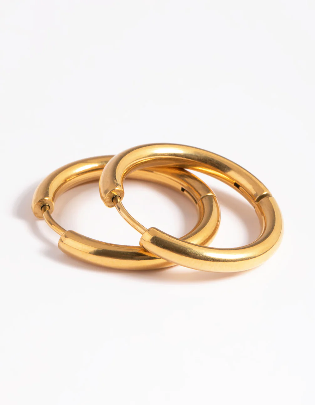 Waterproof Gold Plated Stainless Steel Classic Huggie Hoop Earrings - Image 3