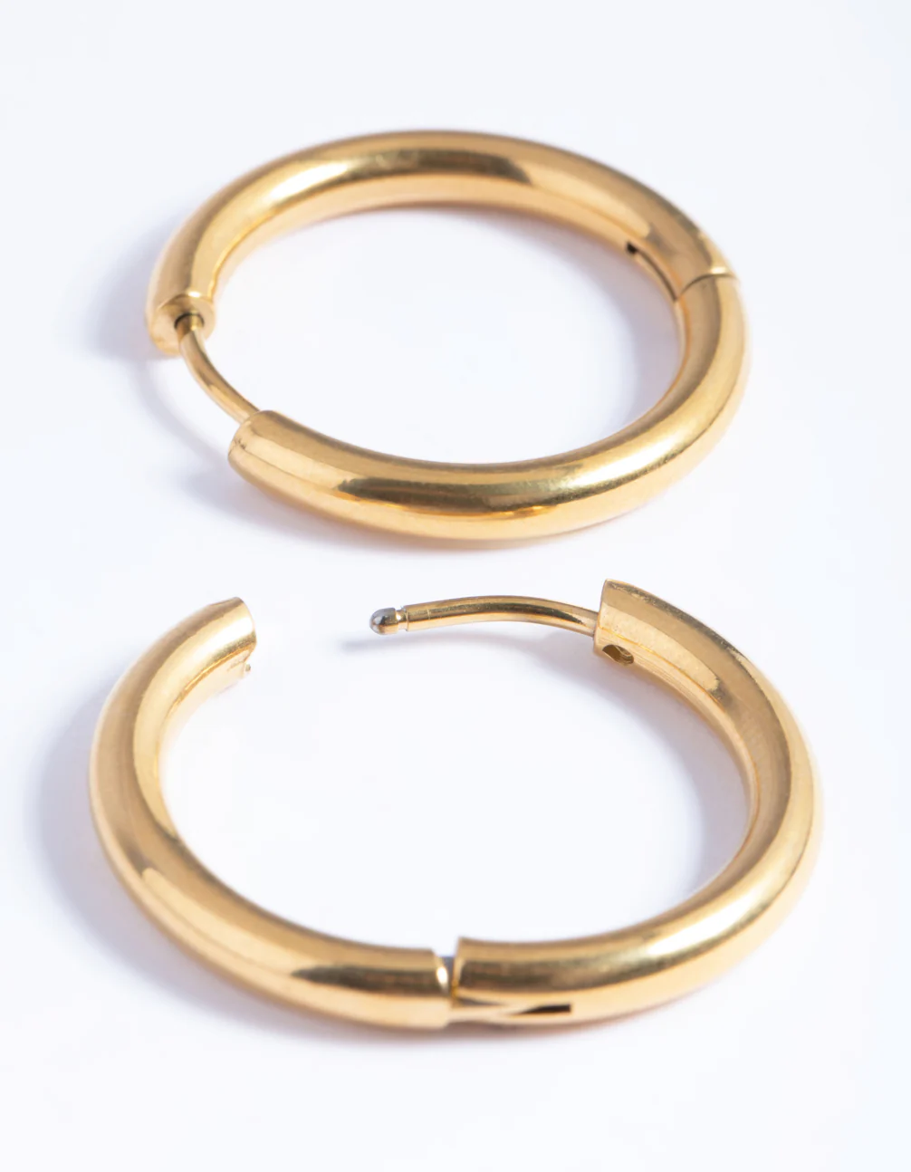 Waterproof Gold Plated Stainless Steel Classic Huggie Hoop Earrings - Image 4
