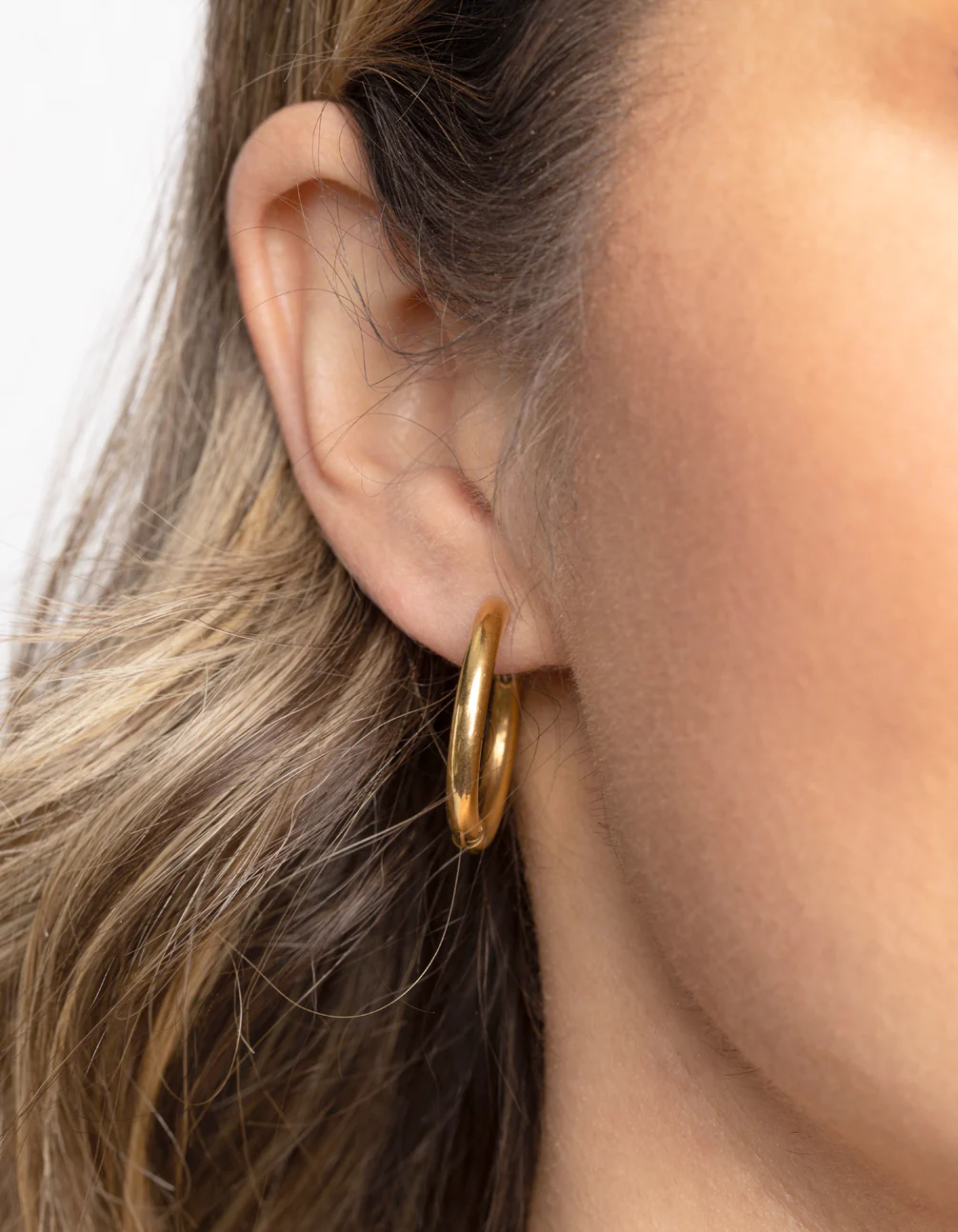 Waterproof Gold Plated Stainless Steel Classic Huggie Hoop Earrings - Image 5