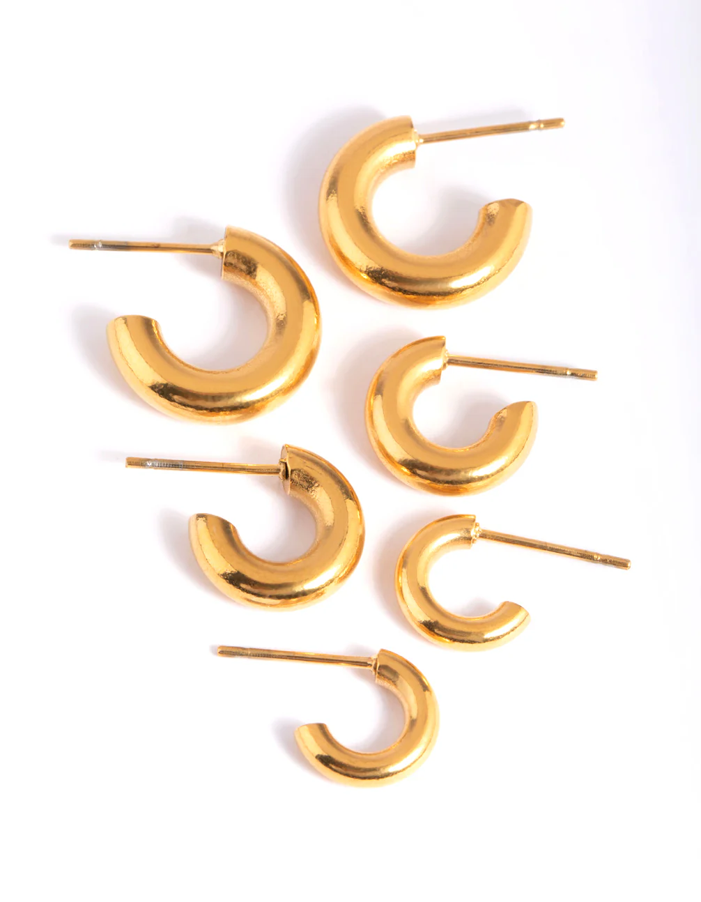 Waterproof Gold Plated Stainless Steel Mixed Hoop Earring Pack - Image 2