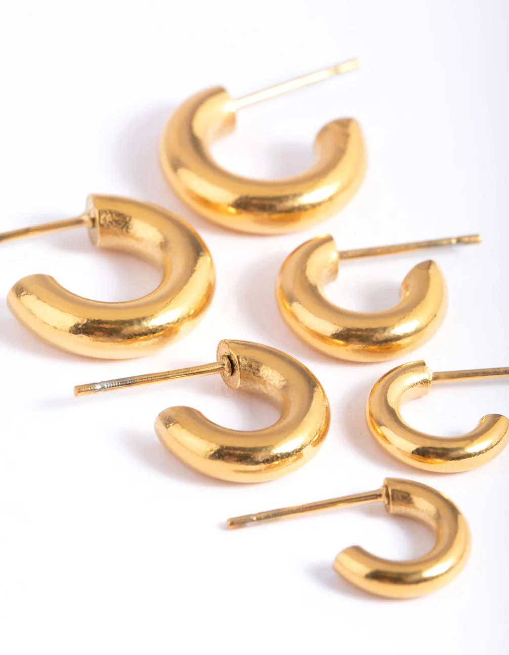 Waterproof Gold Plated Stainless Steel Mixed Hoop Earring Pack - Image 4