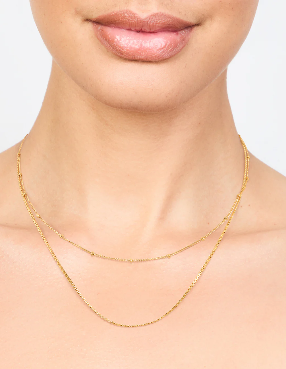 Waterproof Gold Plated Stainless Steel Mixed Chain Layered Necklace - Image 2