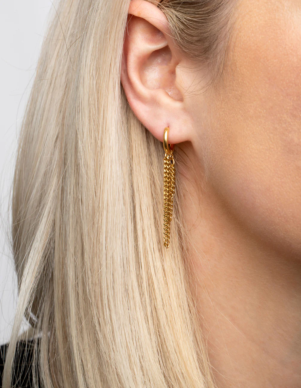 Waterproof Gold Plated Stainless Steel Chain Drop Earrings - Image 2