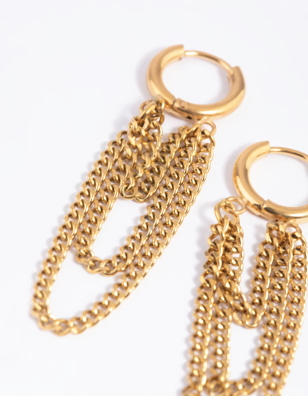 Waterproof Gold Plated Stainless Steel Chain Drop Earrings - Image 3