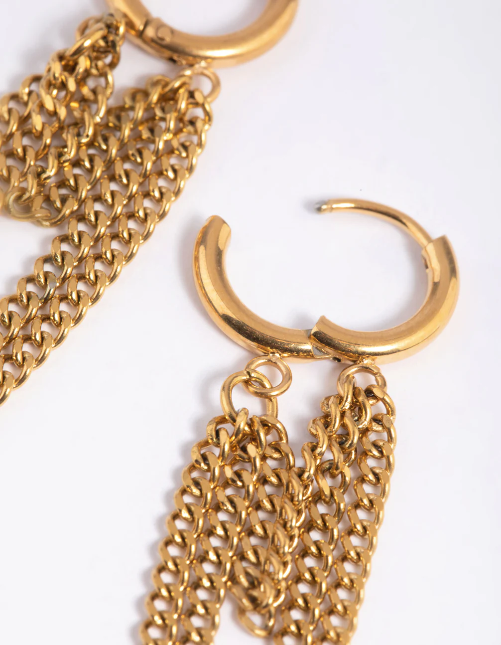 Waterproof Gold Plated Stainless Steel Chain Drop Earrings - Image 4