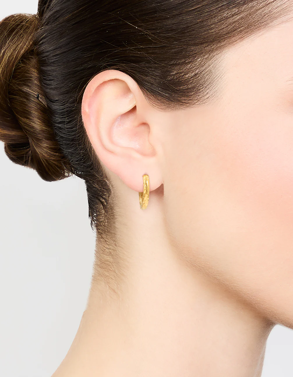 Waterproof Gold Plated Stainless Steel Molten Huggie Hoop Earrings - Image 2